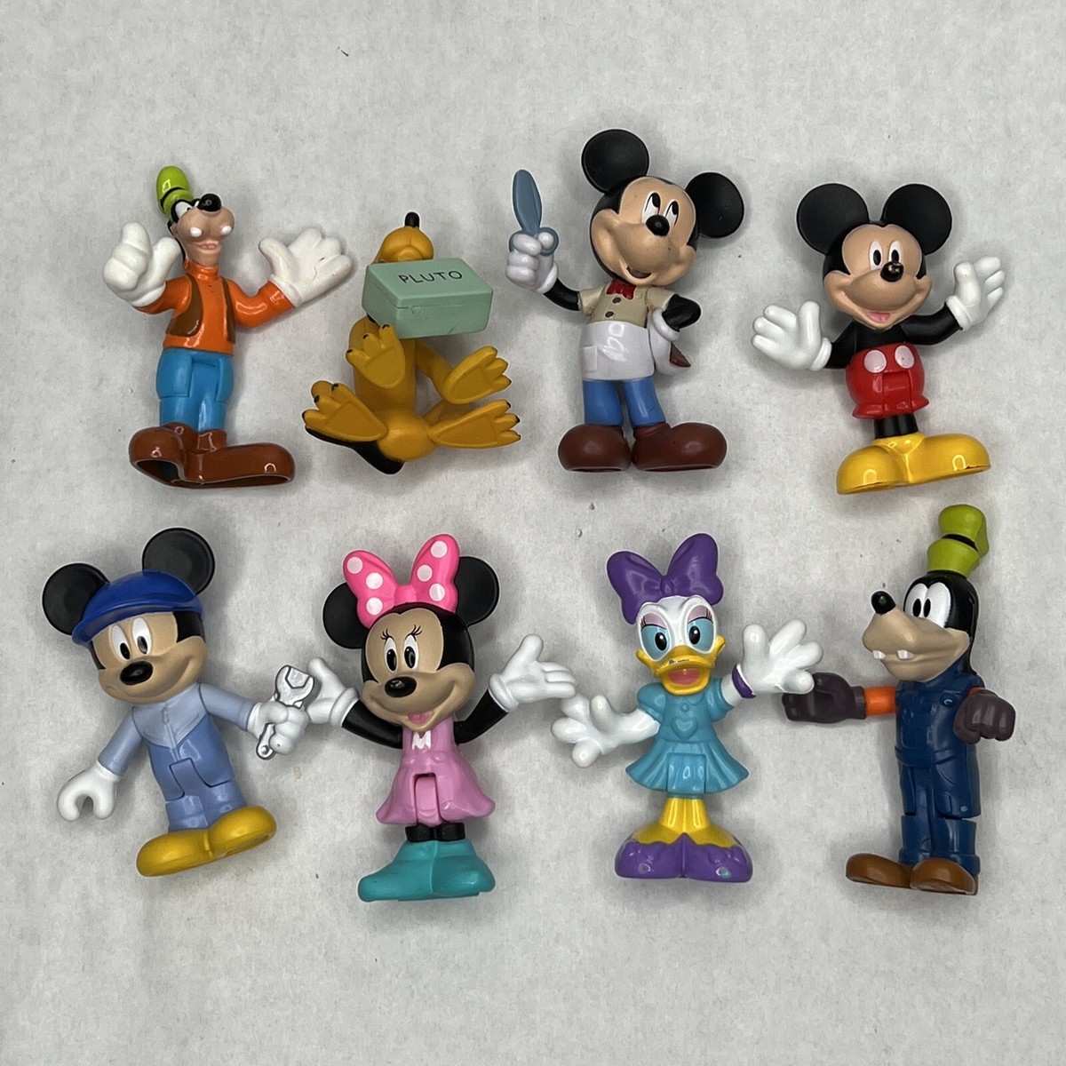 Disney Mickey Mouse Barber Mechanic Pluto Daisy Minnie PVC Figures