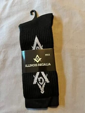 Gray Square Compass Logo Master Mason Black Socks Freemason Fraternity NEW!