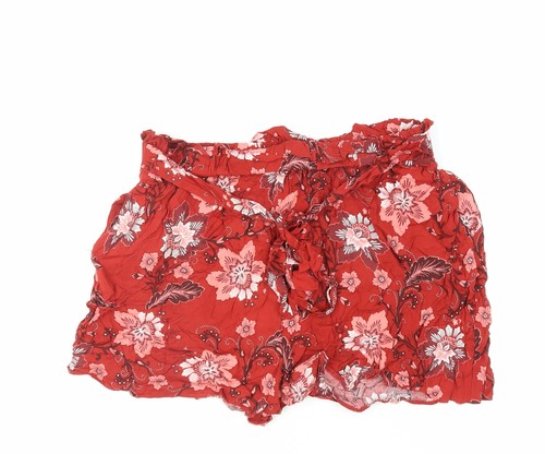 Dorothy Perkins Womens Red Floral Viscose Basic Shorts Size 16 L4 in Regular - E