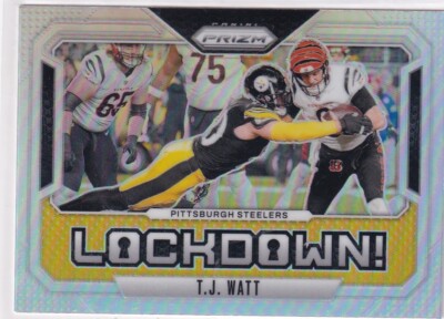 Panini Football NFL Prizm 2024 No. 10 T.J. Watt Lockdown! Silver Prizm