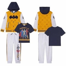 DC Justice League  BATMAN SUPERMAN FLASH  3-Pc Set Jacket Tee Jogger  SIZE 5