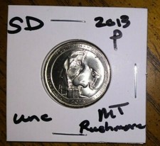  2013 - P Mint - UNC - South Dakota - Mount Rushmore Quarter + Coin Holder