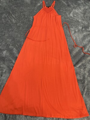 Lauren Ralph Lauren Sz M-Orange Jersey Sleeveless Slip Maxi Dress  HighNeck/Lined | eBay