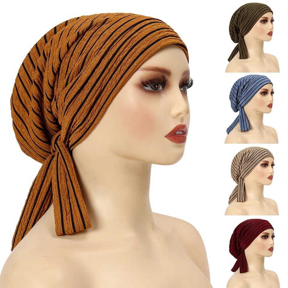Muslim Women Hijab Turban Stretch Long Tail Head Scarf Wrap Bonnet Hat