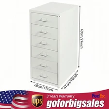 6-Drawer Vertical File Cabinet - Metal Storage with Lockable Drawers & Wheels