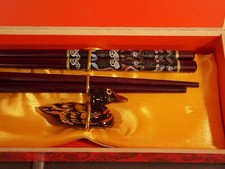 antik Besteck china Ess St&auml;bchen 4Pers.  8x E&szlig; St&auml;bchen 4xBesteckablage Ente OVP