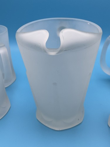 Vintage Indiana Tiara Frosted Glass Pitcher & Beer Steins Thumb Rest Paneled - Picture 7 of 14