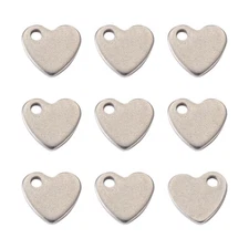100pcs 304 Stainless Steel Small Heart Pendants Dangle Charms Findings 10x9mm