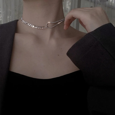 Doppel Halskette Design Sterlingsilber 925 Damen Multilayer Kette Modeschmuck