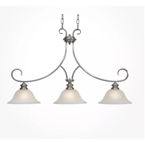 NEW Golden Lighting 6005-10 Pewter Lancaster 3-Light Linear Chandelier REt$275