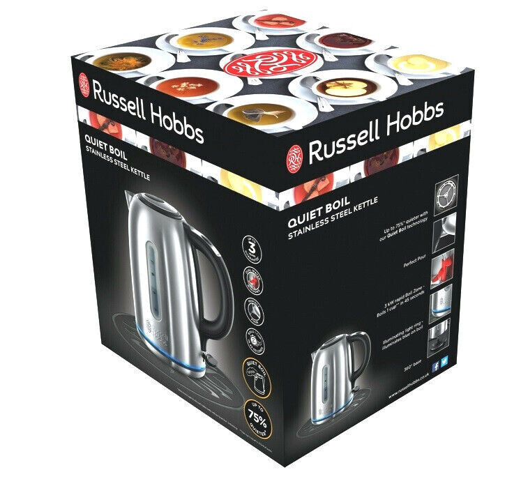 Russell Hobbs Buckingham Kettle Quiet Rapid Boil Brushed Stainless