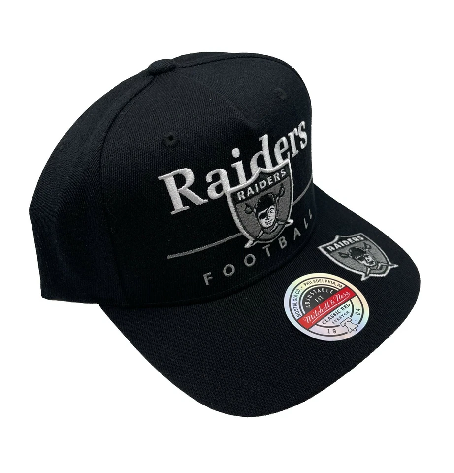 Регулируемая бейсболка Mitchell & Ness Las Vegas Raiders Underscore черная красная линия - Изображение 3 из 4