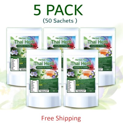 5 Packs Thai Herb Cleansing Tea Rang Dua Jasmine Green Tea Flavour Organic 50 Sm