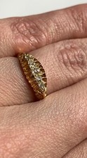 18ct Gold Diamond Ring, Antique Old Cut Diamonds, 5 Stones Size P, .25 Carat