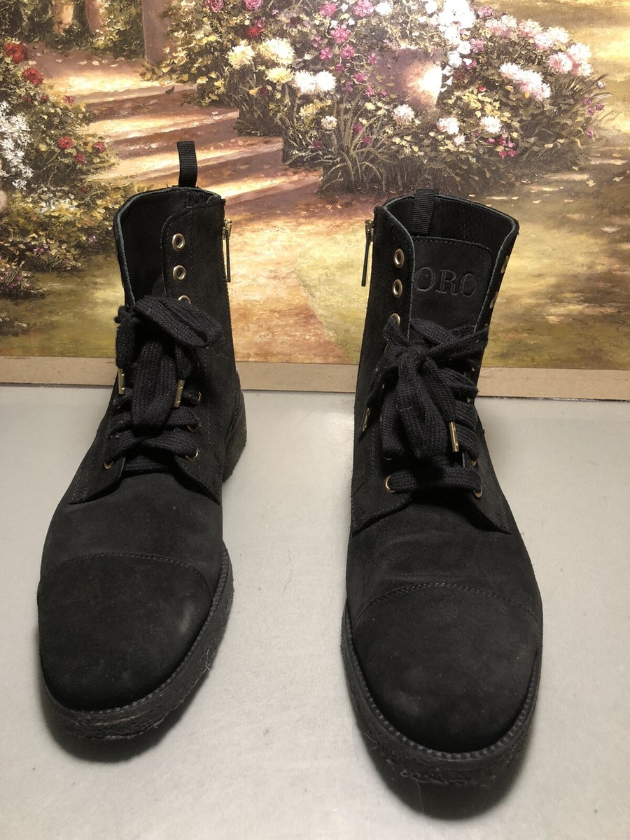 ORO Los Angeles The Alicante Crepe Calf Suede Leather Chelsea Boots Black Sz 10 Men main image 2