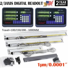 TOAUTO Linear Scale 1μm DRO 2/3 Axis Digital Readout 4"-40" Travel Glass Scales