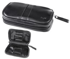 Angelo Pfeifentasche schwarz - für 2 Pfeifen - mit herausnehmbarem Tabakbeutel