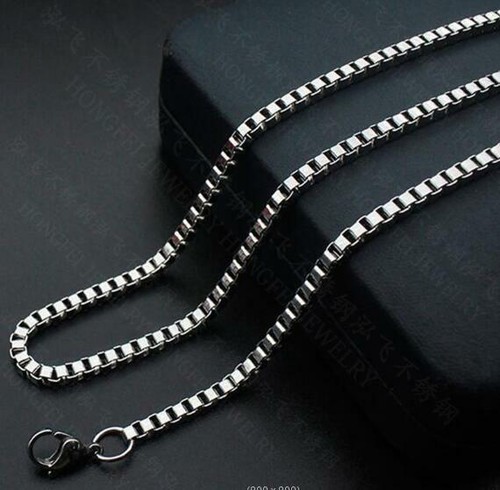 1.5/2/3 mm Women MEN Chain Gold Stainless Steel Round Box Necklace Bracelet yc - Picture 7 of 8