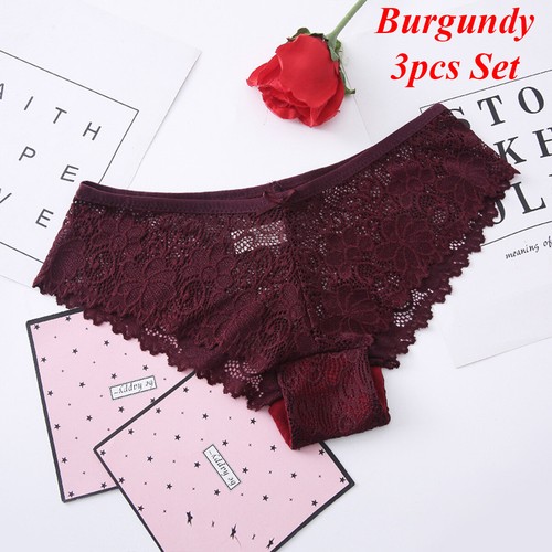 3 Stck. nahtlose Unterwäsche Damen-Höschen Baumwolle niedrige Taille Satin Seide Spitze UK - Bild 14 von 19