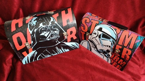DARTH VADER & STORMTROOPER CARDBOARD LUNCHBOX STAR WARS 2 PIECE SET CARRY CASES