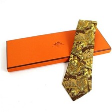 Hermes Silk Necktie Scarf Beige Brown 8 5cm Wide Authentic Vintage  Rare