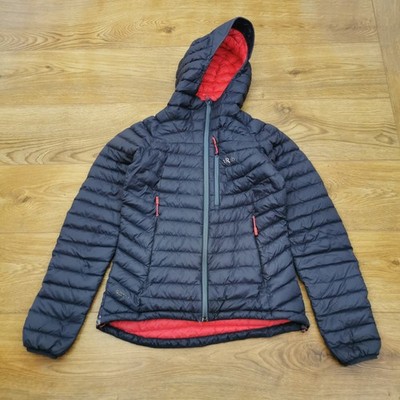 Rab Microlight Alpine gefütterte Damenjacke 10 UK grau wattiert Daunen Pertex