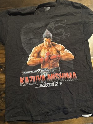 Tekken 7 Kazuya Mishima Champion T-Shirt Mens L Bandai Namco Fighting Game Black