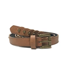 Women's Belt Large Brown Cognac Studded Casual Narrow Jeans Dress Trouser