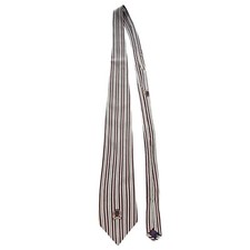 Vtg TOMMY HILFIGER Men's Necktie Italian Silk Red Gold Pin Striped Made In USA