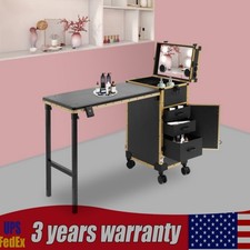 Pro Rolling Makeup Trolley Case Salon Cosmetic Train Case With 3 Drawers Mirror