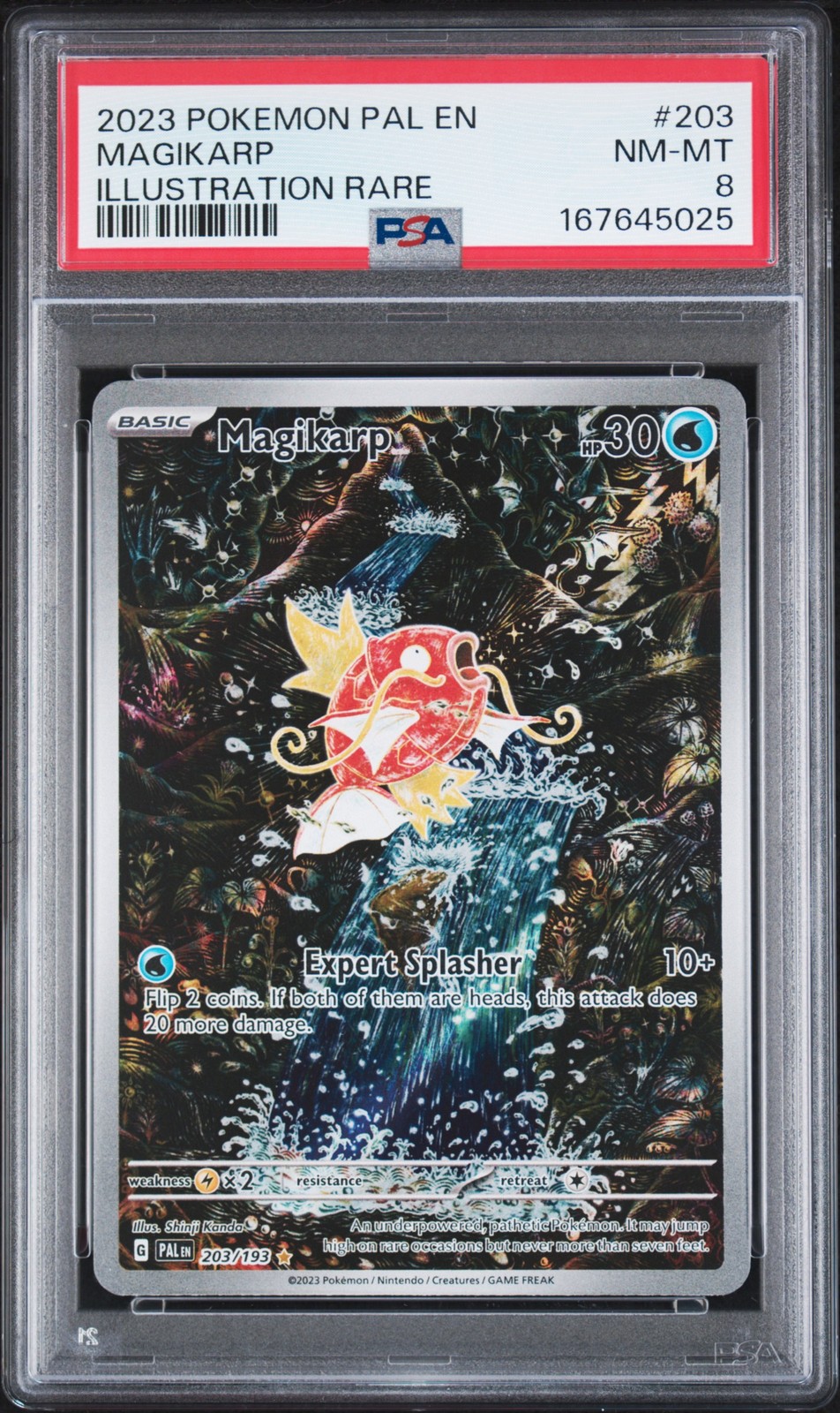 2023 POKEMON PAL EN-PALDEA EVOLVED ILLUSTRATION RARE #203 MAGIKARP PSA 8