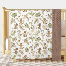 Dragon Baby Blanket Boys Girls Soft Double Layer Minky Dotted Backing Fairy Tale