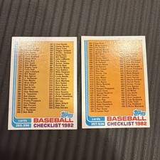 (2) 1982 Topps Baseball Checklist #394, #491
