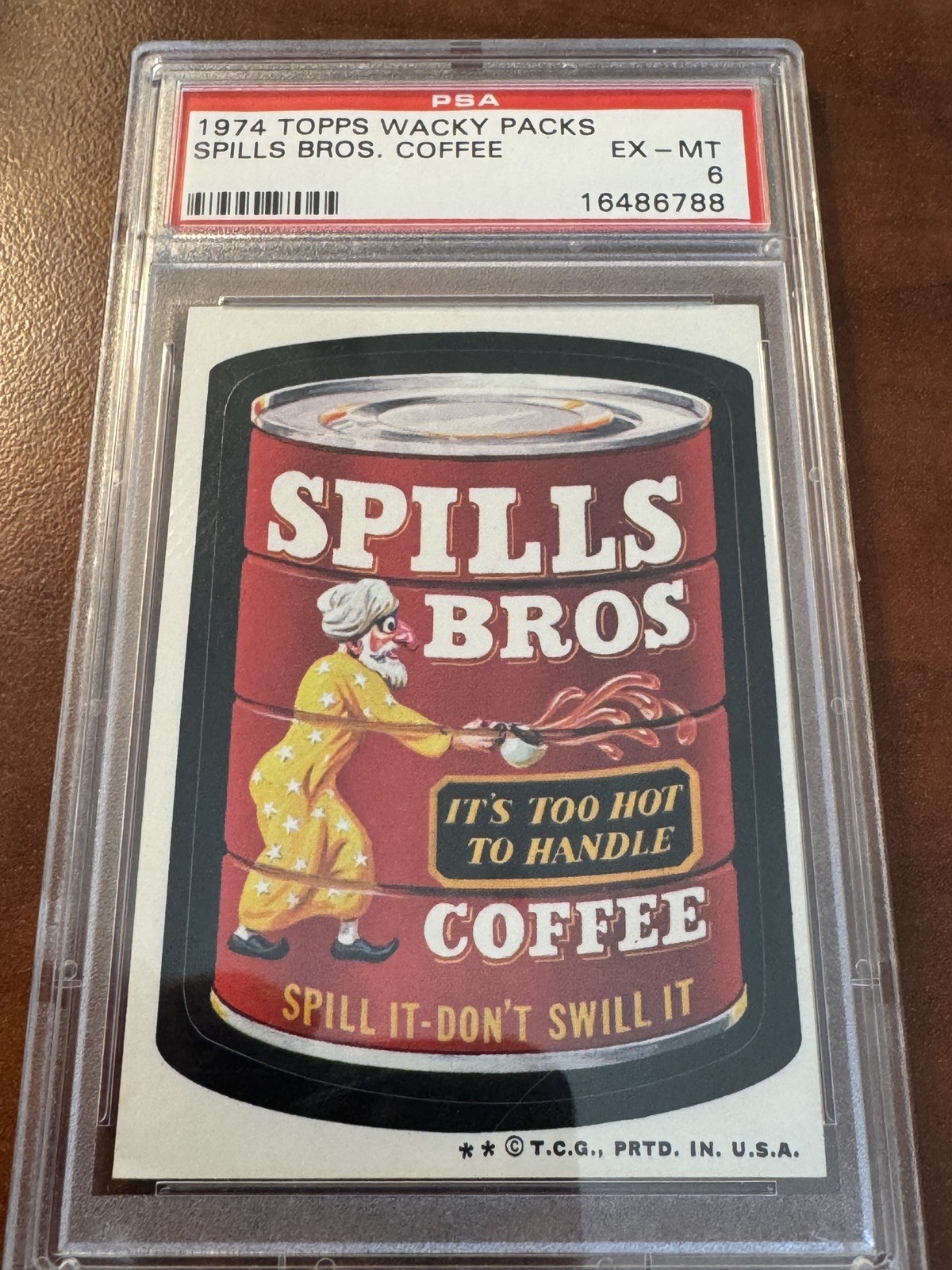 1974 Topps Wacky Packages, Series 6  SPILLS BROS COFFEE  PSA 6 EX-MT 
