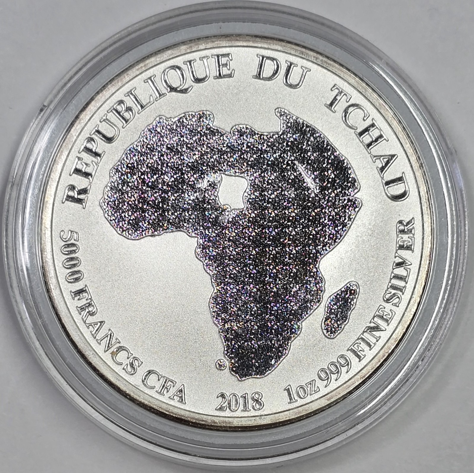 2018 1oz .999 Silver Republic of Chad African Lion Coin in a Capsule ...