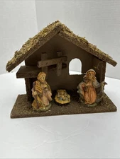 Vintage Nativity Set and Manger Mary Joseph Baby Jesus  Made In Italy