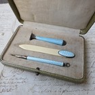 Schreibbedarf Email Guillochiert Blau Silber Siegel Tür Mine Papierschneider