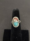 Vintage Native American Effie C Zuni Snake Ring Sterling Silver Turquoise Coral — photo 1