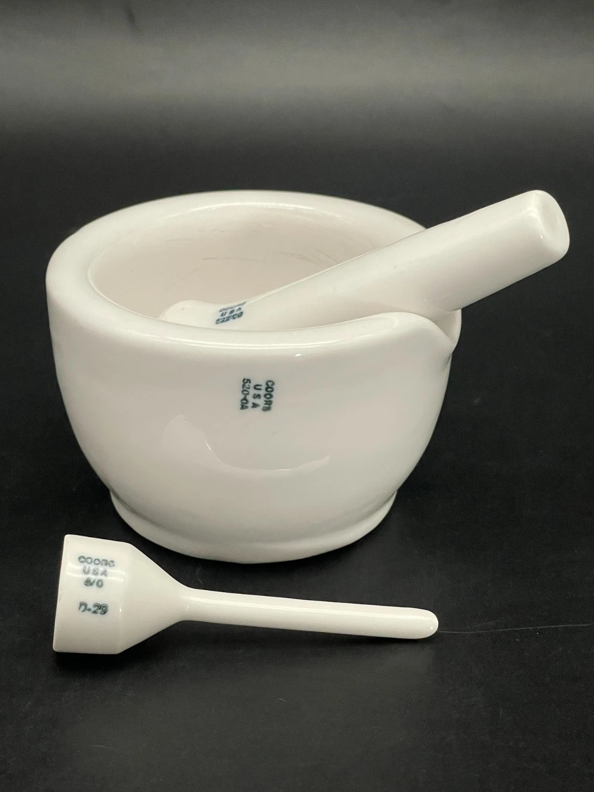 Antique COORS White Porcelain Mortar & Pestle and Buchner Filter Funnel