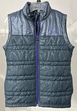 Under Armour Youth YLG Puffer Vest Gray Purple Quilted Insulated Zip Up