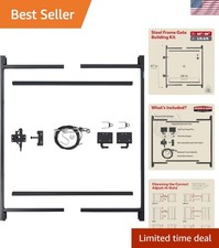 Full Frame Gate Fence Kit, Fits 60-96" Openings  Up to 5', Black - Heavy-Dut...
