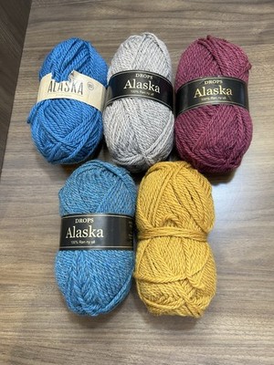 Drops ALASKA Yarn 5 COLOR 100 % Wool 50gr/ 75m ea. Set of 5