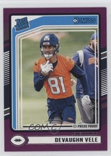 2024 Panini Donruss Rated Rookie Purple Press Proof Devaughn Vele #395 1m1a