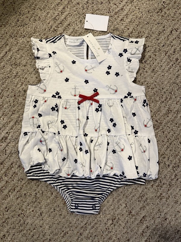 NWT! Wanderings One Piece Girls Size 24 Months Stars & Stripes