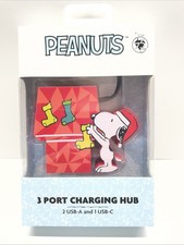 Peanuts Snoopy Charging Hub 3-Port USB-C USB-A Holiday 75th Anniversary Stocking