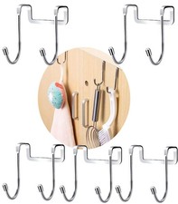 5 PCS Over The Cabinet Door Hooks Drawer Hanger Metal Frameless Shower Silver
