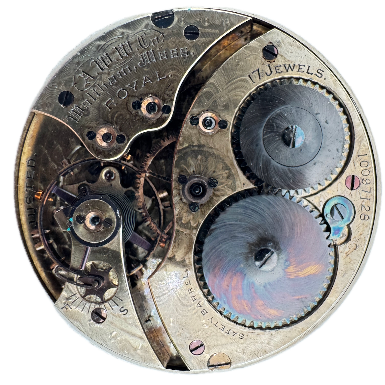 Antique 1900 Waltham 17 Jewel Hunter Pocket Watch Movement 12s Royal