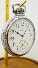 1917 Elgin 16S 17J 3-Fingers Grade 382 Display Clear Back Pocket Watch Runs
