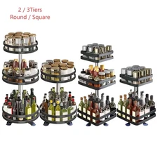 2/3 Tiers Lazy Susan Organizer Spice Rack Metal Seasoning Organizer Adjustable