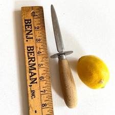 8" Clam Oyster Knife Stainless Steel JAPAN w Point End Safety Sheild Wood Handle